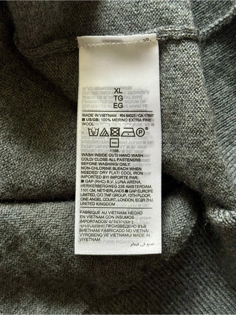 Banana Republic Italian Merino Half-Zip Sweater, Heather Charcoal Grey – Size XL